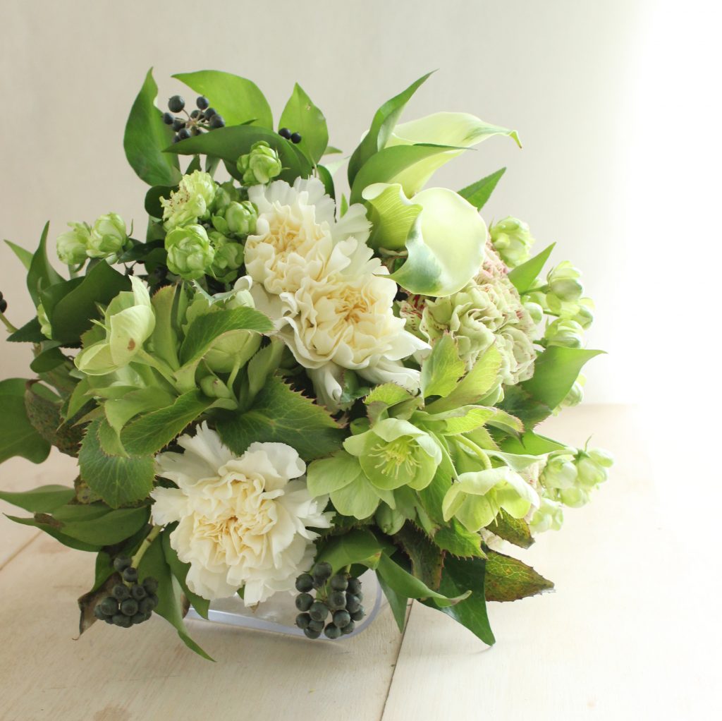 うきうき花レシピ Greenery Bouquet 2 おしゃれなグリーンカラーのカーネーションブーケ はなどんやマガジン