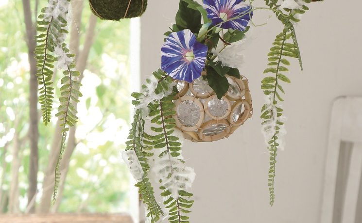 造花アレンジ紹介 朝顔のバンブーハンギング はなどんやマガジン 造花アレンジ紹介 朝顔のバンブーハンギング はなどんやマガジン
